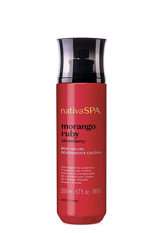 Body Splash Desodorante Colônia Morango Ruby Nativa SPA O Boticário - 200ml