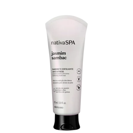 Sabonete Líquido Esfoliante Antistress Jasmim Sambac Nativa SPA O Boticário - 200ml