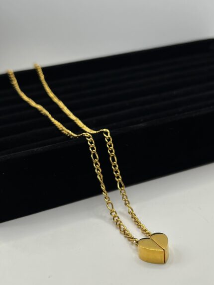 Colar Valentine's Coração Ímã Dourado