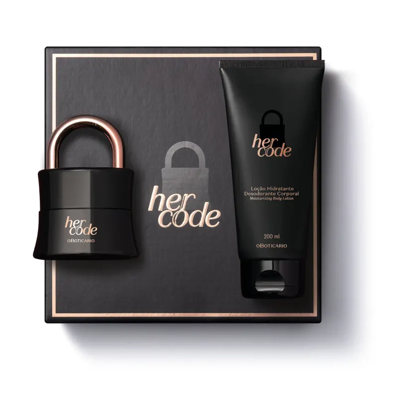 Estojo Natal Her Code O Boticário - Perfume 50ml + Loção Hidratante 200ml