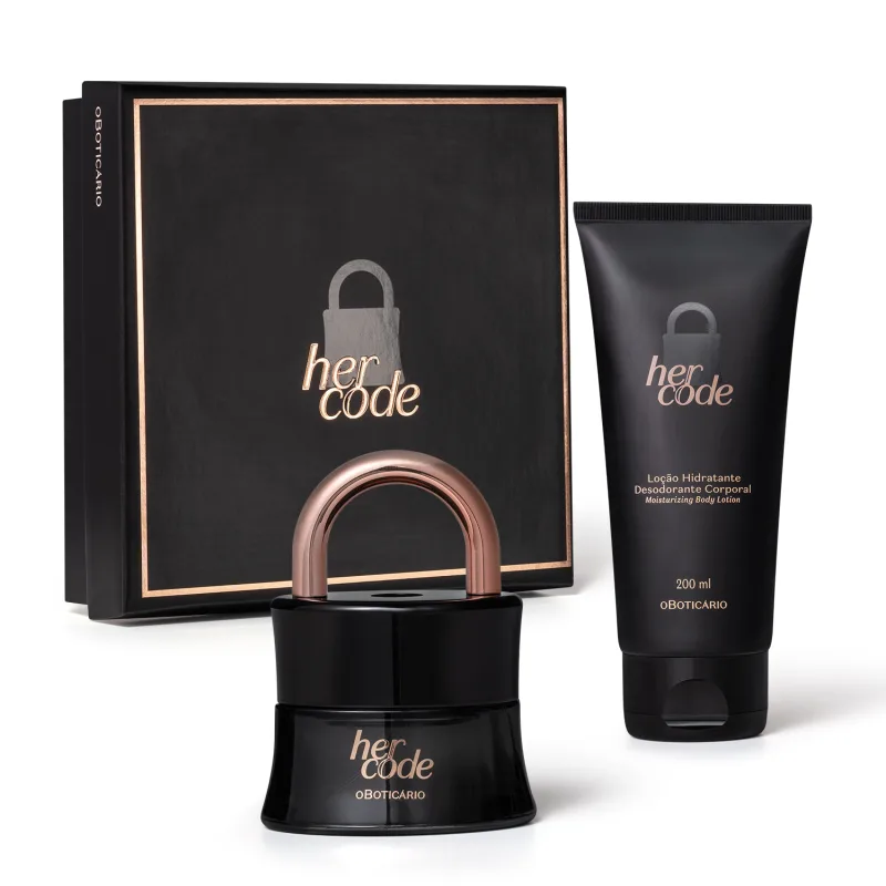 Estojo Natal Her Code O Boticário - Perfume 50ml + Loção Hidratante 200ml